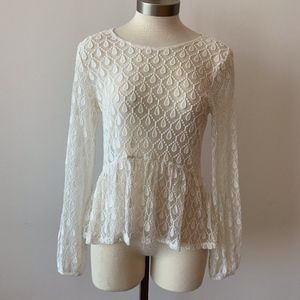 H&M Sheer peplum lace top